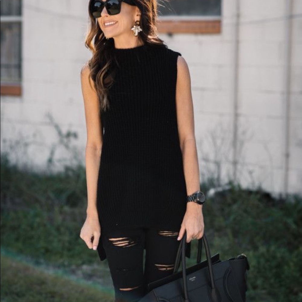 Black Sleeveless Turtle Neck sweater Dress - Picture 7 of 8